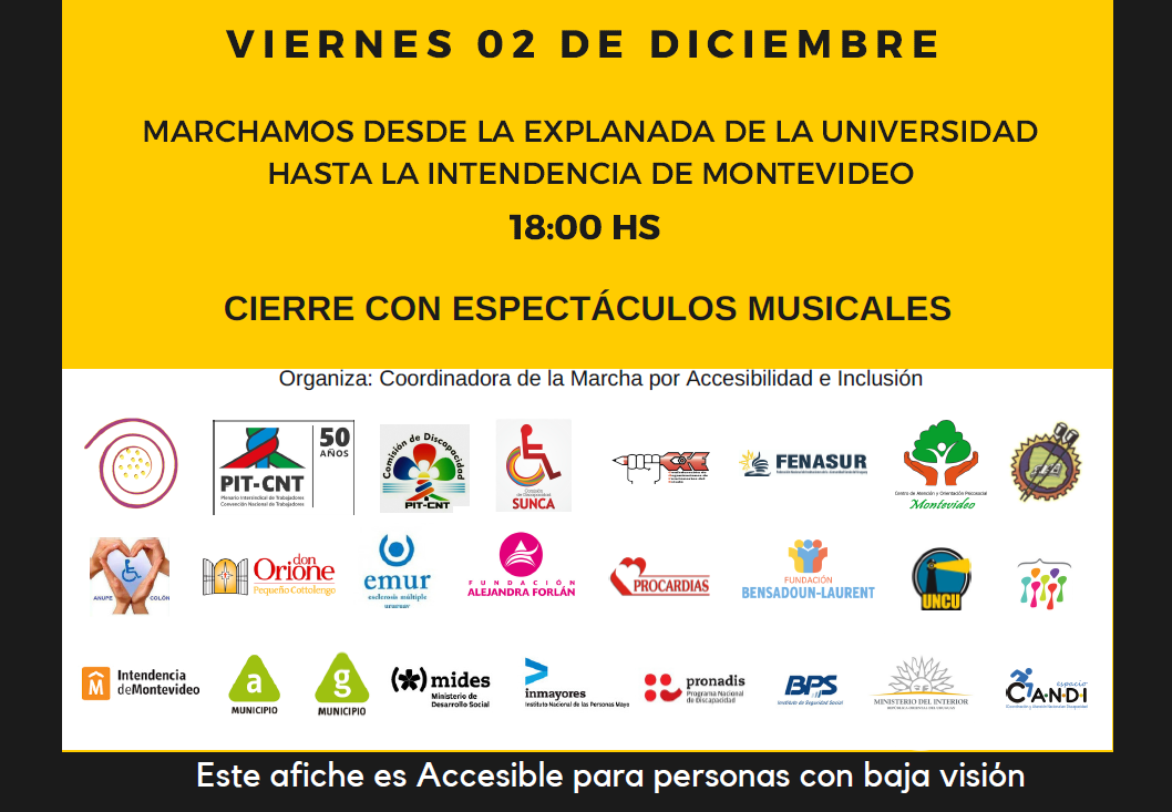INVITACIÓN A MARCHA POR LA ACCESIBILIDAD E INCLUSIÓN del día 2 Diciembre 2016