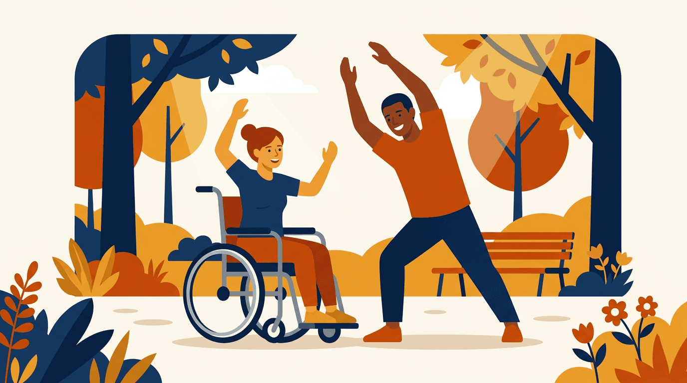 Personas haciendo ejercicio adaptado al aire libre